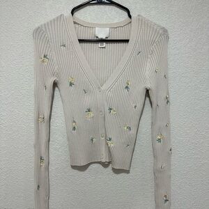 H&M Cream Ribbed Knitwear